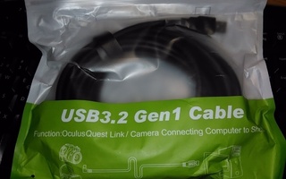 USB-A / USB-C Kaapeli 5m > esim. Oculus Link