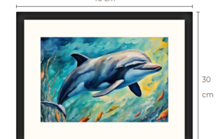 Uusi Delfiini taulu 30 cm x 40 cm kehyksineen