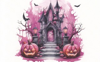 Halloween talo ja kurpitsat