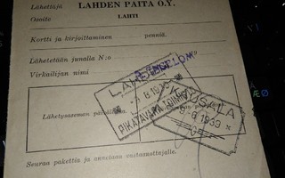 VR Lahti Kausala Asemaleima Pakettikortti PK140/8