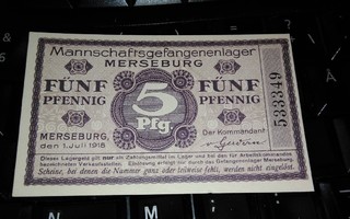 Saksa Germany 5 Pfennig Leiri Merseburg 1918 Sotavanki Valuu
