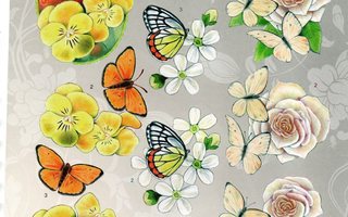 Perhoset ja kukat kuvat (A4)