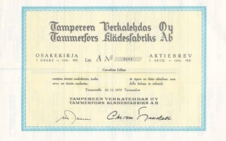1978 Tampereen Verkatehdas Oy, Tampere pörssi osakekirja