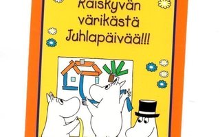 "RÄISKYVÄN VÄRIKÄSTÄ JUHLAPÄIVÄÄ!!!" -KORTTI / Muumi
