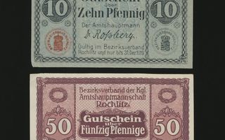 Saksa Notgeld 10, 50 Pfg, Rochlitz