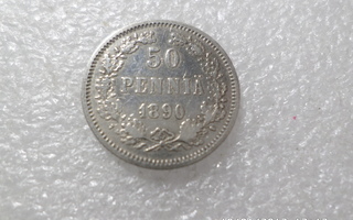 50  penniä  1890   siisti  hieman kulunut   ,