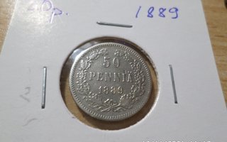 50  penniä   1889  Rahakehyksessö   Kl  6-7
