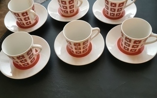 Arabia Eveliina kahvikupit + lautaset 6kpl