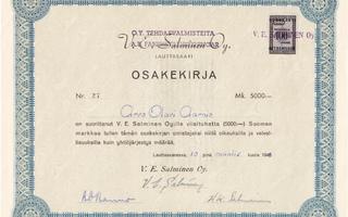 1946 Tehdasvalmisteita Oy, Lauttasaari osakekirja