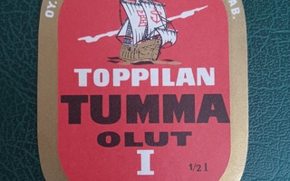 Toppilan tumma olut 1/2L Oulu etiketti