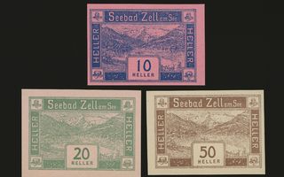 Itävalta Notgeld 10, 20, 50 Heller, Zell am See 1920