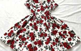 VINTAGE 50-luvun mekko kukkamekko kellomekko 50s retro S XS