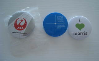 Pinssi badge 3 kpl JAL WDC 2012   i love Morris