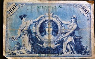 Raha seteli vanha Saksa  100 markkaa