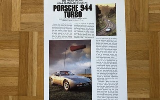Esite Porsche 944 Turbo vuodelta 1987, lehti