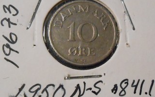 TANSKA  10 Öre  v.1950N-S  KM#841.1   Circ.