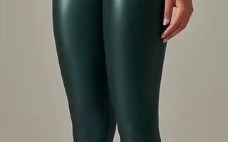 Tekonahka wetlook leggings trikoot vihreä L