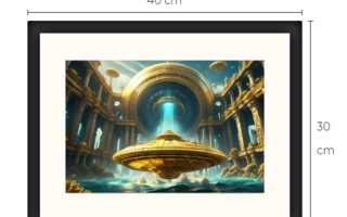 Uusi UFO ja Atlantis taulu 30 cm x 40 cm kehyksineen