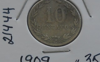 ARGENTINA  10 Centavos  v.1909    KM#35   Circ.