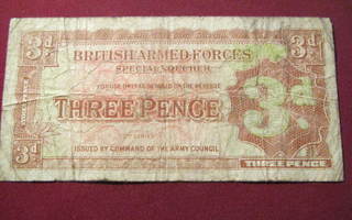3 pence 1948 Iso-Britanian armeijan kanttiiniraha