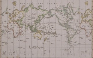 Hieno Maailman kartta vuodelta 1847, aito vanha