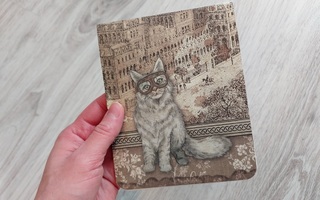 Vihko, Steampunk kissa, tyhjät sivut, 12 cm x 14,8 cm