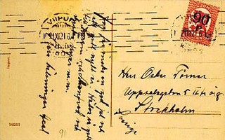 1921 90/20p postikortti Ruotsiin -21
