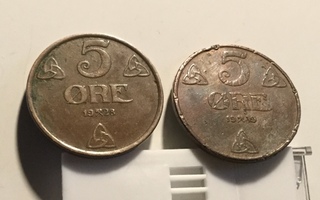 Norja 5 öre  1928 ja 1939
