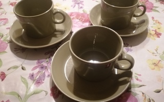 3kpl Teema oliivinvihreät kahvikupit+tassit