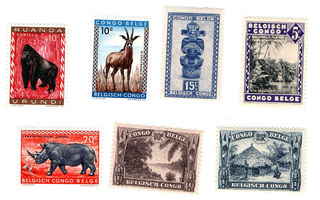 Vanhoja postimerkkejä Kongo ja Ruanda