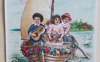 Lapset tulevat onnittelemaan purjeveneellä, p. 1919