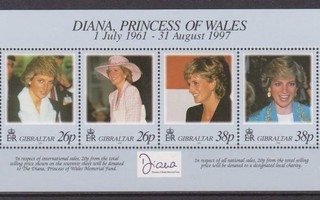(S0914) GIBRALTAR, 1998 (Princess Diana Memorial). MNH**