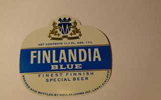 Etiketti - Finlandia Blue Finest Finnish Special Beer