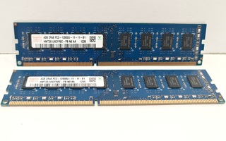 2kpl Hynix 4GB (yht 8gb) DDR3 muisteka pöytäkoneeseen