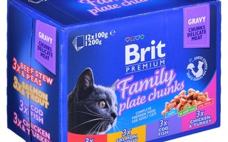 BRIT Cat Pouches Family Plate - kissan märkäruoka - 12 x 1