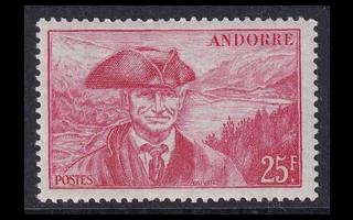 Andorra Fr 136 ** Antoni Rossell 25 Fr punainen (1944)