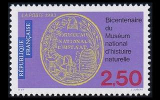 Ranska 2958 ** Luonnonhistoriallinen museo 200v (1993)