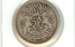 Ruotsi 2 kr 1880 Ag (Sverige o Norge)