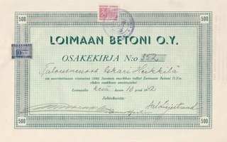 1942 Loimaan Betoni Oy, Loimaa osakekirja