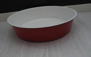 Finel punavalkoinen emalikulho, halk. 26,5 cm