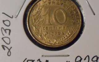 RANSKA  10 Centimes  v.1970   KM#929  Circ
