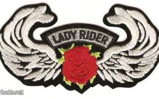 Lady Rider (siivillä) - iso kangasmerkki (UUSI)