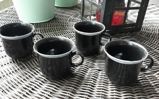 Mustat kahvikupit, 4 kpl