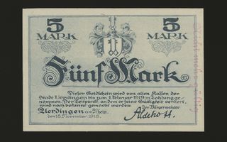 Saksa Notgeld 5 Mark, Uerdingen 1918