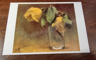 Helene SCHJERFBECK, Keltaisia ruusuja lasissa taidejäljennös
