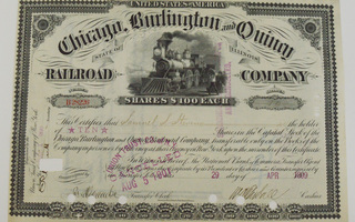 Chicago Burlington & Quincy Railraod Company 1899 Osakekirja