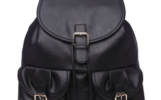 Black Two Front Pockets Backpack