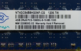 4GB.2Rx8.PC3-10600U-9-10-B0.1333  MUISTI / 2kpl