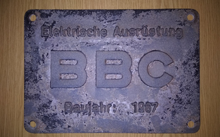 Veturi kyltti 1967 aito alkuperäinen BBC metalliseos 30 cm