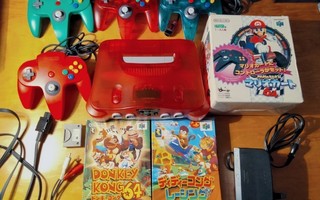 Clear Red Nintendo 64 bundle JAPANI